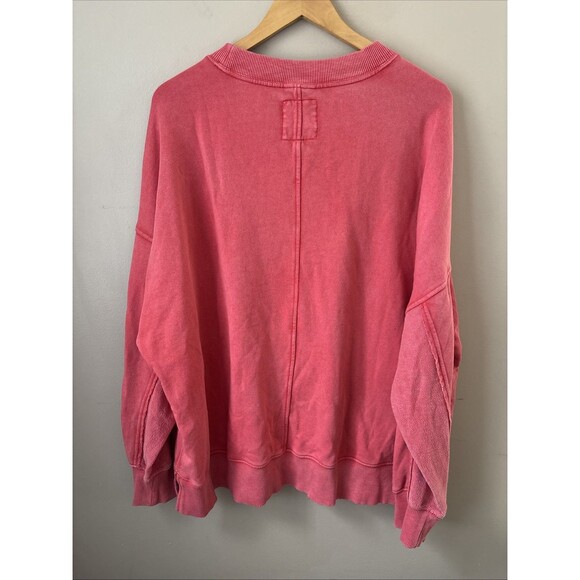 Aerie Women’s Oversized Coral Crew Neck Sweatshirt Size Large Pullover - Picture 7 of 7
